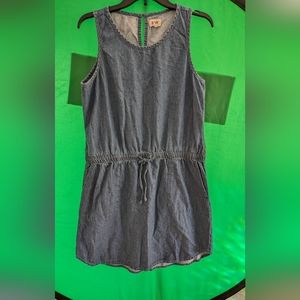 Pact Chambray Denim Blue Drawstring Sleeveless Tank Dress